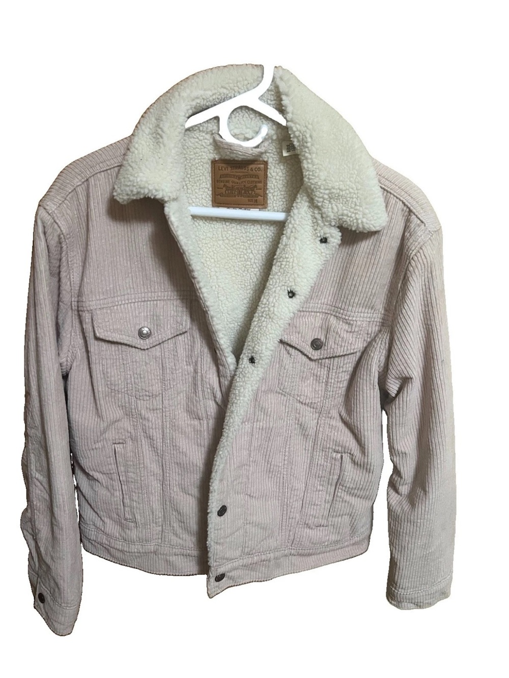 Levi’s Premium Ex Boyfriend Corduroy Sherpa Trucker Jacket Women M 36137-0045